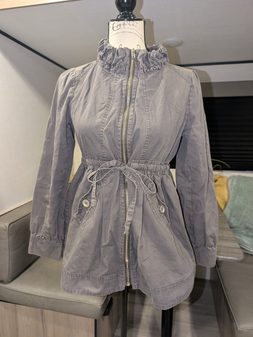 Women's Vintage Drawstring Waist Zip-Front Jacket 100 Percent Cotton!
